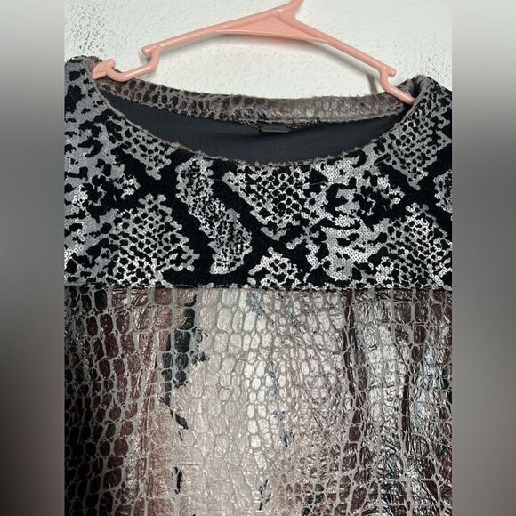 Gusto Barcelona Bohemian Vegan Leather Mini Dress Brown Gray Long Sleeve Size S - Picture 7 of 14